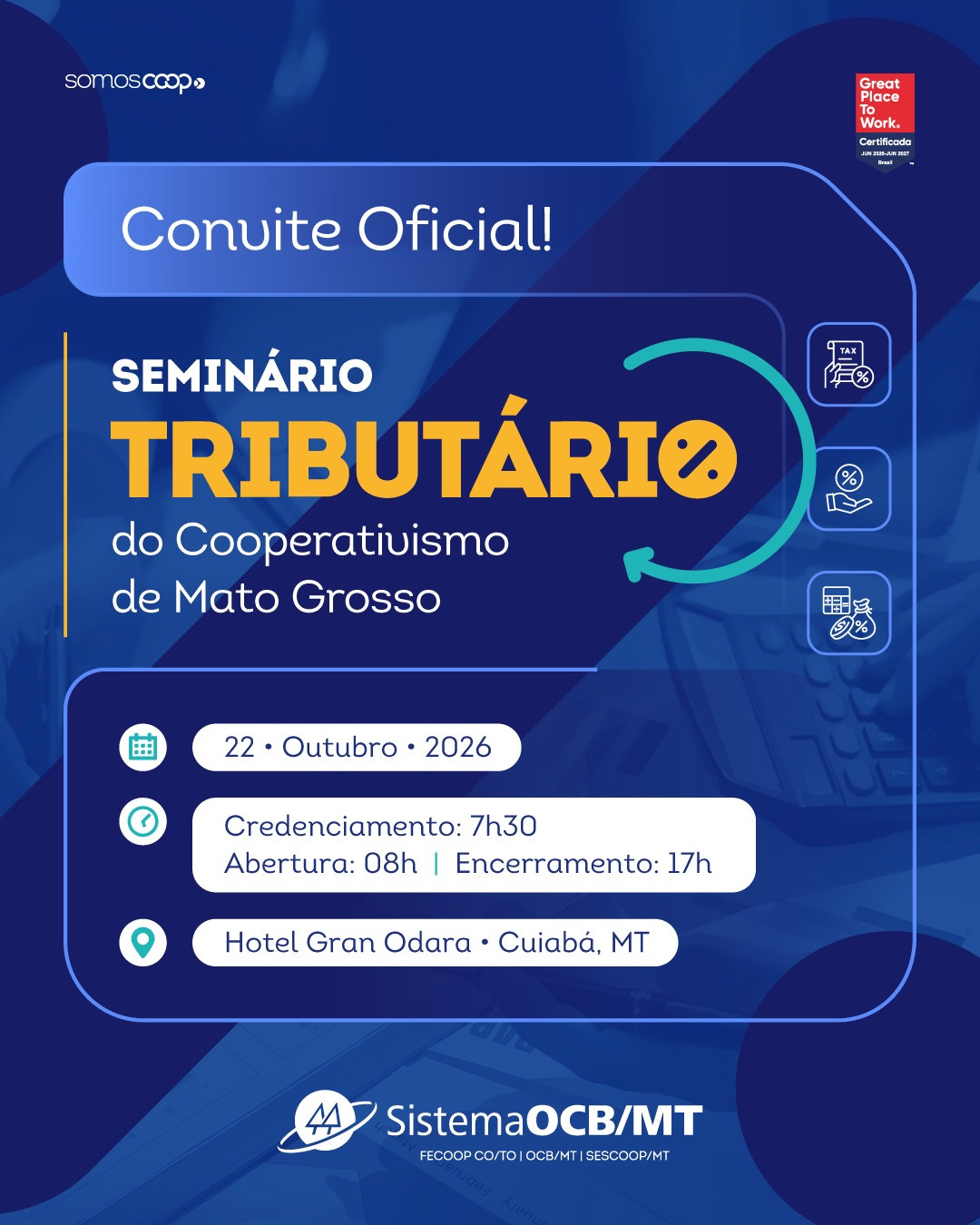 REFORMA TRIBUTÁRIA: seminário em Cuiabá vai discutir impactos para cooperativas de Mato Grosso