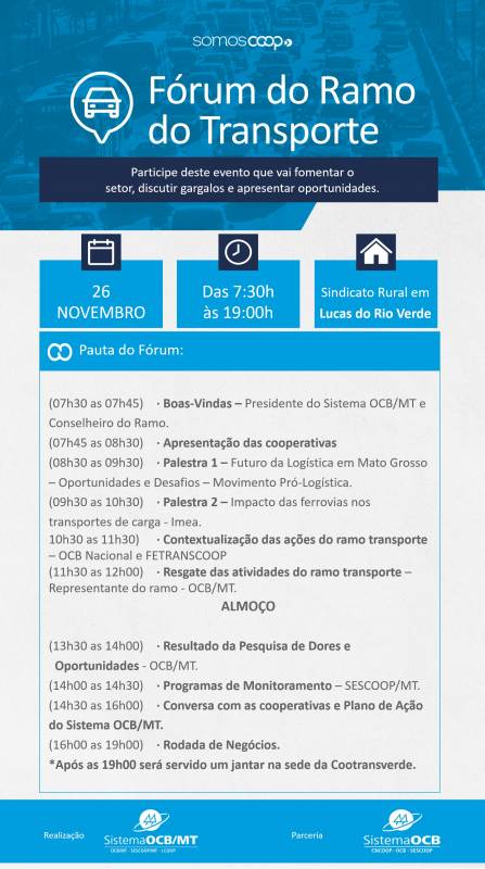 Fóruns na agenda das cooperativas do Agro e Transporte