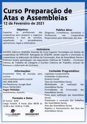 Curso: Preparação de Atas e Assembleias